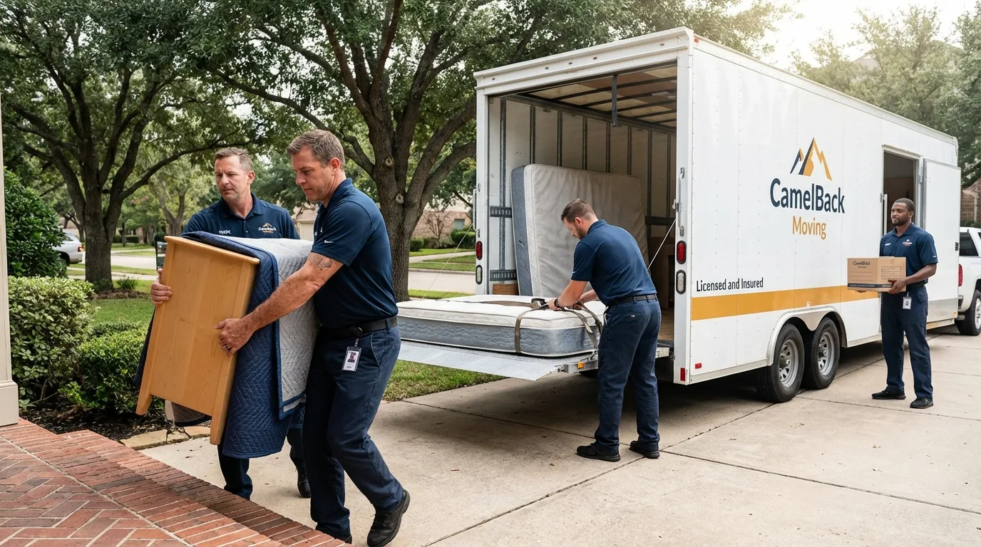 Crew loading residential truck for cross-state move from Trafford, PA