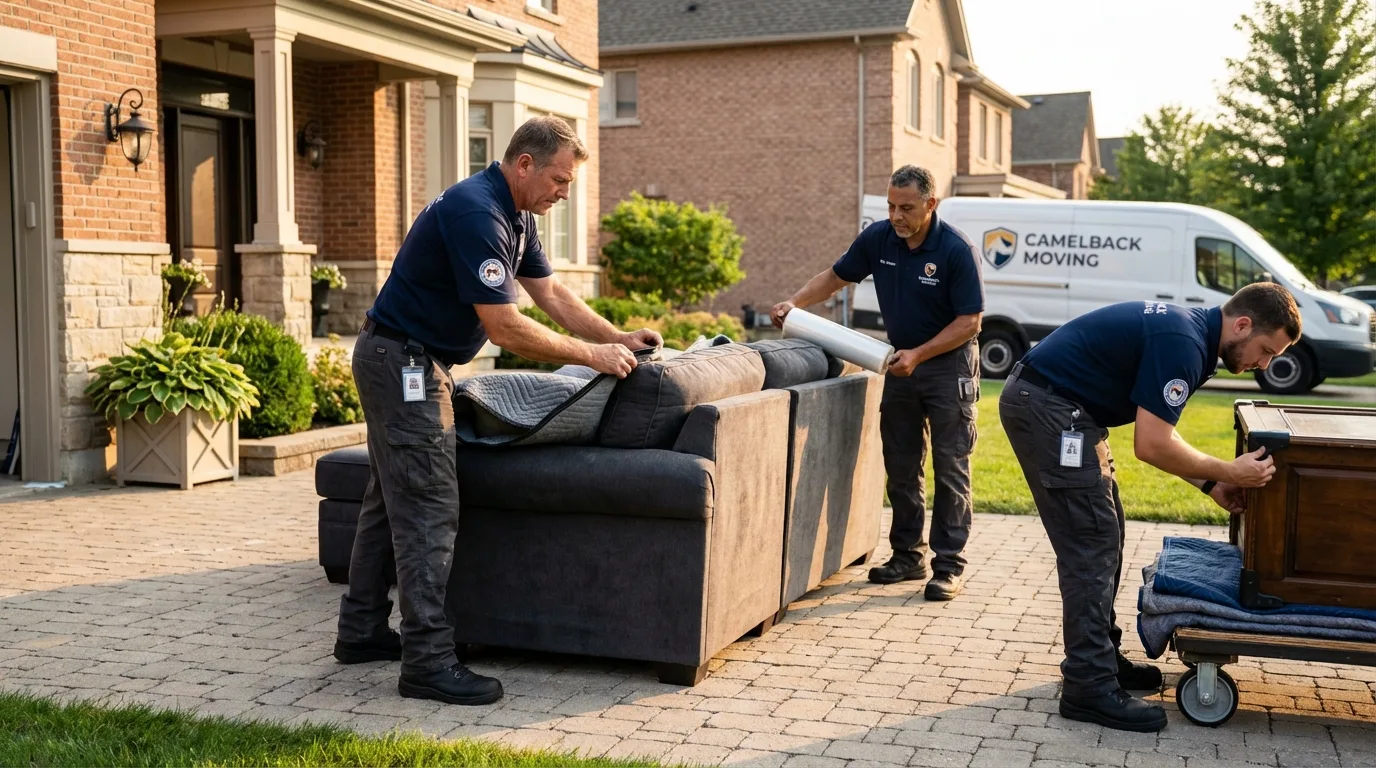Large estate moving crew wrapping furniture in Trafford, PA
